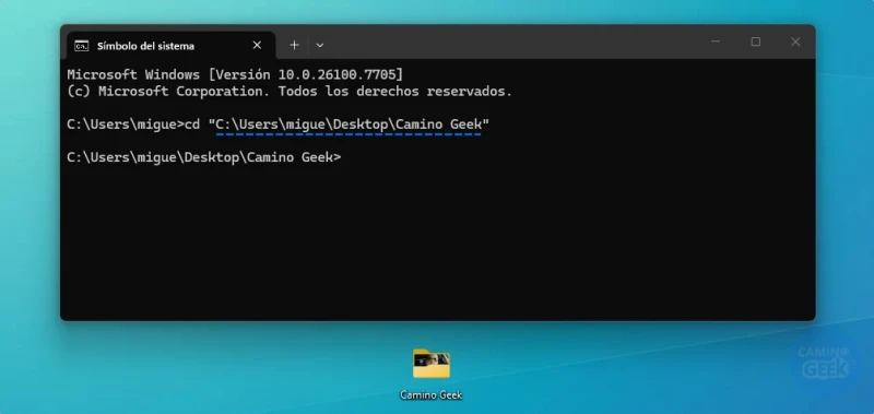 Open a folder in CMD using the cd command