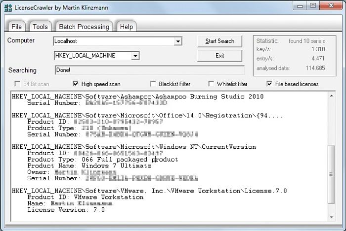 Licensecrawler Extraer Licencias De Porogramas Instalados En Windows